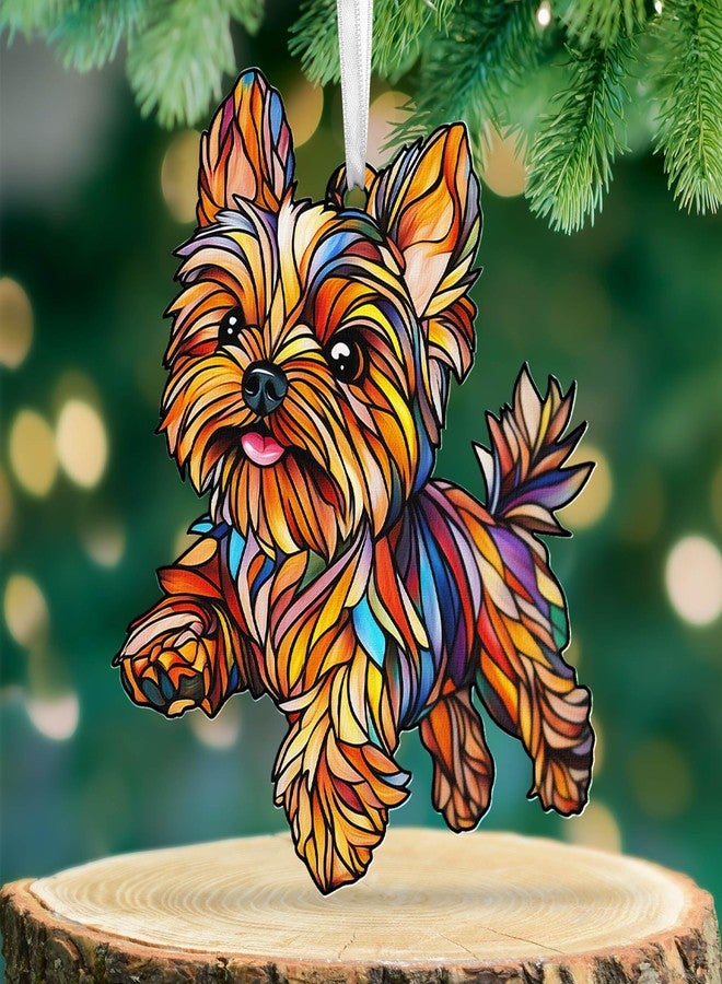 FLAGWIX Yorkie Christmas Ornaments - 2D Flat (Not 3D) Acrylic Dog Christmas Ornaments 2025 for Tree Decorations - Yorkie Ornament Gifts for Women Men, Dog Mom Gifts for Women, Gift for Animal Lover - Image 1